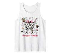 Asistente Dental de diseño de Estampado de Leopardo de Diente Dulce Camiseta sin Mangas