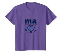 Asistente médico: MA Haciendo Que los médicos se vean Bien Humor Camiseta, Niños, Morado Jaspeado, 6 años