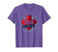 Asistente médico: Superhéroe Título del Puesto Funny Healthcare Camiseta, Hombre, Morado Jaspeado, XXL