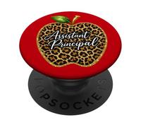 Asistente Principal Leopard Animal Print Apple School Ap PopSockets PopGrip Adhesivo