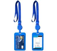 ASISUN 2 pcs portatarjetas de cuello retráctil con cordón, para personal de oficina, protección de tarjetas de identificación de oficina, estudiante, exposición, autobús (azul)