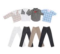 Asiv 4 Juegos de Ropa Casual para Doll Novio Ken muñecas, Incl. 4 Pz Muchacho Camisetas y 4 Pz Pantalones Vaqueros - Estilos al Azar