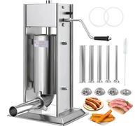Asiwnshw Máquina de Churros con 4 boquillas para tuberías, Máquina de Churros española Manual Comercial de 5 litros, Máquina de Donuts, Máquina de llenado Vertical Manual de Acero Inoxidable