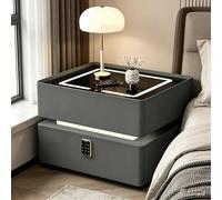 Asiwnshw Mesita de Noche Flotante Moderna, mesita de Noche Inteligente con Carga inalámbrica, Mesa de Noche de Pared con 2 cajones de Almacenamiento y Tablero de Vidrio Templado(C,40 * 40 * 45CM)