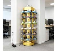 Asiwnshw Organizador de Zapatos metálico Giratorio de 360°, Torre eléctrica giratoria para Zapatos, carrusel Redondo de 6 Niveles para Bolsos y Calzado (para Armario, recibidor y Dormitorio)(Gold)