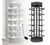 Asiwnshw Organizador de Zapatos metálico Giratorio de 360°, Torre eléctrica giratoria para Zapatos, carrusel Redondo de 6 Niveles para Bolsos y Calzado (para Armario, recibidor y Dormitorio)(Black)