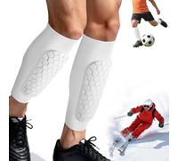 Asixxsix 1 par de Espinilleras de Fútbol, amortiguación Beehive EVA (White)