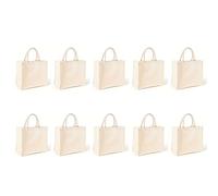 Asixxsix 10 Bolsas de Compras Reutilizables de Arpillera, Grandes Bolsas de Yute en Blanco con Asas Resistentes para Bodas, Fiestas, Playa, Compras de Comestibles, 12.6 X 14.2 X 7.5 (32 * 36 * 19cm)