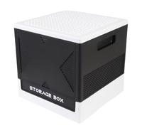 Asixxsix 2 en 1 contenedor de almacenamiento apilable, Caja de almacenamiento de juguetes 37L con base de edificio, Organizador de bloques de construcción plegables apilables para casa (BLACK)