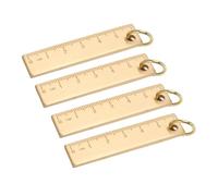 Asixxsix 4 Piezas de Regla Recta de Latón de 6 Cm, Adorno de Llavero de Regla de Metal de Latón Engrosado de 3 Mm, Herramienta de Medición de Reglas de Marcador de Maquinista de Metal