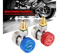 Asixxsix Adaptador de Acoplador Rápido Conector de Acoplador Alto/bajo con Tapa para R134A Conecte/desconecte de Forma Segura y Rápida con Alta para Sistemas de Aire Acondicionado