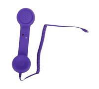 Asixxsix Auricular de Teléfono Retro, Auricular de Teléfono Tipo C Receptor de Celular con Altavoz y Micrófono, Auriculares con Cable de Retro para Videoconferencias (Purple)