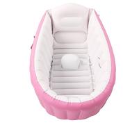 Asixxsix Bañera Inflable para Bebés, Marcador de Nivel de Agua en la Parte Inferior Antideslizante, Bañera para Niños Pequeños, Plegable Portátil con Bomba de Aire para Baño, Viajes en Casa (Rosado)