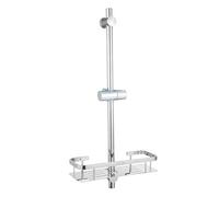 Asixxsix Barra Deslizante para Ducha, Soporte para Cabezal de Ducha de Mano Ajustable en Altura con Bandeja, Barra de Agarre para Montaje en Pared de Acero (Barra deslizante para ducha con bandeja