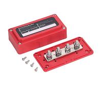 Asixxsix Bloque de Distribución de Energía de Barra Colectora de 48 V 300 A, Pernos Terminales M10, Bloque de Distribución de Conexiones de Energía, Caja de Barra Colectora con Tornillos (Rojo)