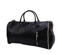 Asixxsix Bolsa de Prenda de Viaje de Cuero PU, Carry On Duffle Bag 2 en 1 Bolsas de Traje con Compartimento de Zapato para Hombres Mujeres Negocios de Fin de Semana Viajes (Black)