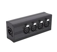 Asixxsix Caja Divisora XLR de 3 Pines, 1 Macho a 4 Hembra, Caja Divisora de Audio, Adaptador de Conexión Paralela de 1 Entrada y 4 Salidas, Convertidor Equilibrado para Mezclador,