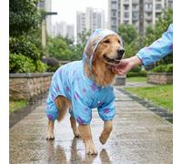 Asixxsix Chubasquero para Perros, Impermeable, Resistente Al Viento, con Capucha, Ropa Ligera para Cachorros, Chubasquero con Agujero para Correa para Perros Pequeños y Medianos (Blue 2XL)