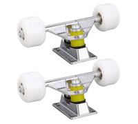 Asixxsix Ejes de Skate, diseño ergonómico, Ruedas de Skate, Ruedas de Alto Rendimiento, Almohadillas de fácil instalación con 4 Ruedas de 45 x 35 mm para Ejes de 5 Pulgadas. (Silver)