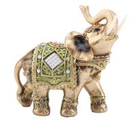 Asixxsix Estatua de Elefante Chino Feng Shui para Suerte y Fortuna, Bonito Diseño con Trajes Ceremoniales, Material de Resina No Tóxico, Gran Decoración del Hogar (Talla L Verde)