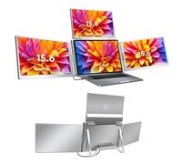 Asixxsix Extensor de Pantalla portátil de 15,6", Monitor portátil Triple de rotación 360 con Pantalla 1080P, Plug y Play con Soporte Ajustable para Ordenadores portátiles de 12"-18,5" (Enchufe de la