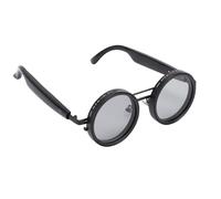 Asixxsix Gafas Inteligentes de IA, BT Wireless 114 Language Translation Gafas de Sol con Lente Gris Redonda Ajustable, Grabación de Reunión Incorporada, Gafas de Audio de Oído Abierto (Marco Negro)