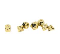 Asixxsix Juego de Dados Poliédricos, 7 Dados de Aleación de Zinc, Juego de Mesa RPG de Metal con Números de Fácil Lectura, para Mazmorras y Dragones DND Pathfinder Juegos (Gold)