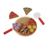 Asixxsix Juego de Pizza, Bordes Redondeados Lisos, Colores Brillantes, Juguete de Madera para Pizza, Juguetes de Cocina con Cuchillo para y Pala para para Niños y Niñas