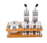 Asixxsix Juego de Tarros de Condimentos de Acero Inoxidable, 4 Recipientes para Condimentos con Tapas Herméticas y 2 Botellas Dispensadoras, Salero, Azucarero, para Sal, Azúcar, Vinagre,