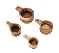 Asixxsix Juego de Tazas Medidoras de Madera, Herramientas Medidoras de Cocina Apilables de 4 Piezas con Mango Cómodo para Hornear, Cocinar, Medir Ingredientes de café