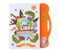 Asixxsix Libro de Aprendizaje de Inglés Español para Niños, Elementos Musicales de Sonido Interactivos, Juguetes Bilingües, Libro de Sonido de Audio con Baterías 3AA para Educación Preescolar de