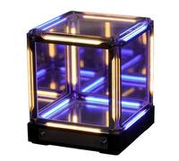 Asixxsix Luz de Cubo Infinito, Luz Nocturna Creativa 4D Infinite Space Abyss, Nocturna de Humor Recargable USB-C Regulable Al Tacto, Decoración Futurista para Dormitorio