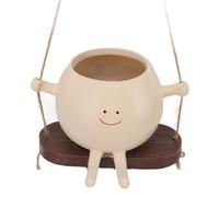 Asixxsix Macetero con Cara Oscilante, Macetero Colgante de Resina con Cabeza de Flor, Macetas Suculentas, Bonito Macetero con Cabeza de Resina para Plantas de Interior y Exterior