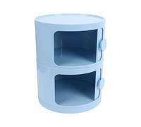 Asixxsix Mesita de Noche Redonda, Mesita de Noche Multiusos Que Ahorra Espacio con 3 Cajones y Estantes de Almacenamiento, Mesa Auxiliar Multifuncional para Sala de Estar, Oficina (3 Niveles)