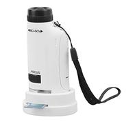 Asixxsix Microscopio para Niños, Aumento de 60x a 120x, Iluminación LED, Microscopio de Diseño Portátil para Adultos, de Bolsillo con Base y 4 Muestras para Aprendizaje, Educación y