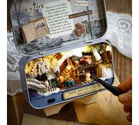 Asixxsix Mini Casa de Muñecas DIY Good Old Time Theme Box Casa de Muñecas con Luz LED para Colección y Decoración del Hogar, Madera + Tela + Papel + + Plástico, Paseo en WinterStreet CornerRural