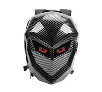 Asixxsix Mochila LED para motocicleta, mochila para casco con pantalla a todo color programable DIY de 17 pulgadas con ojos LED, carcasa rígida resistente al agua para montar en (patrón de fibra de