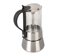 Asixxsix Moka Pot, de Acero Inoxidable con Tapa de Cristal, Italiana Clásica para 4 Tazas, con sin BPA para Estufa Eléctrica de Gas de Cerámica de Inducción