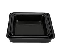 Asixxsix Molde para Pasteles Cuadrado de 3 Piezas, Molde para Hornear Antiadherente de Acero Al Carbono Apilable, Plato para Hornear para Brownies, Pan, Pastel, Galletas para Bodas, (Negro 3PCS)