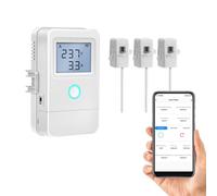 Asixxsix Monitor de Energía para el Hogar Inteligente, Medidor de Energía Inteligente WiFi con Alarma de Sobretemperatura Control Remoto de Aplicación WiFi, Medidor de con