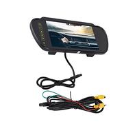 Asixxsix Monitor de Espejo Retrovisor de 7 Pulgadas de Alta Definición, Interfaces de Vídeo AV1/AV2, Fácil de Instalar, para Pantalla de DVD de Coche
