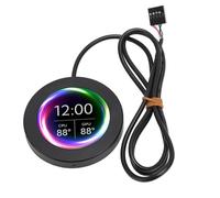 Asixxsix Monitor de Temperatura de Computadora AIO, 2.1 Pulgadas Resolución 480x480 CPU GPU Enfriador Pantalla LCD Redonda Kit de Actualización Panel de Sensor de Caja de PC USB (BLACK)