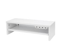 Asixxsix Monitor Stand Riser Con Cajones, Organizador De Escritorio De Mader De 2 Neumáticos Con 4 Puertos Hub USB Y 2 Salidas De Ca, 15cm De Elevación, 200lbs Carga Estante (WHITE)