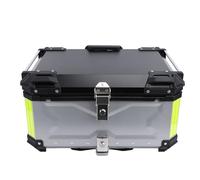 Asixxsix Motocicleta Top Case, 65L Aleación de Aluminio Motocicleta Trunk Tail Box con Cerradura de Seguridad Pegatina Reflectante Universal Impermeable Motocicleta Top Box (Silver)