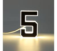 Asixxsix Números de Casa LED Retroiluminados de 2,7 Pulgadas, Señales de Dirección Iluminadas Número 5 Enchufables, Señal de Números de Dirección LED, Luz de Número de Casa Iluminada