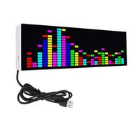Asixxsix Pantalla LED Music Spectrum, 384 LED RGB con 12 Modos de Pantalla y 7 Efectos de Color, Luz de Ritmo Controlado por Voz de USB con Reloj Electrónico