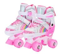 Asixxsix Patines de Ruedas para Niños, Rodamientos ABEC-7 Ajustables de 5 Tamaños, Triple Protección de Tobillo, Ruedas LED de PU con Luz Intermitente para Niñas, Niños Principiantes de 3 a 12 Años