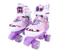 Asixxsix Patines para niñas de 6 a 12 años, Patines cuádruples Ajustables en 3 tamaños con Ruedas Luminosas y rodamientos silenciosos ABEC, de Doble para niños para Deportes (S)