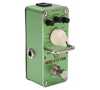 Asixxsix Pedal de Guitarra, Mod Station 11 Pedal de Efecto Verde Práctico Pedal de Efecto de Guitarra de Varios Modos Mini Pedal de Efecto Sencillo de Fácil Control con Carcasa Metálica