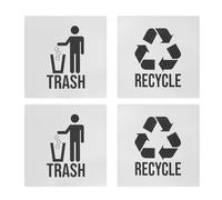 Asixxsix Pegatinas de Basura y Reciclaje, Pegatinas Autoadhesivas de Reciclaje y Basura de 5,3 X 5,3 Pulgadas, Etiqueta para Cubo de Cesta de, Señales de para